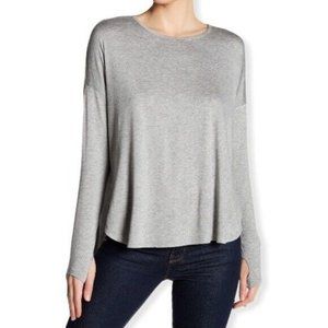 Sweet Romeo Womens Gray Dolman Long Sleeve Thumbhole Pullover Crew T-shirt